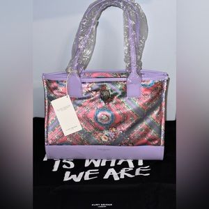 Kurt Geiger London Square Lilac Floral Shopper Tote